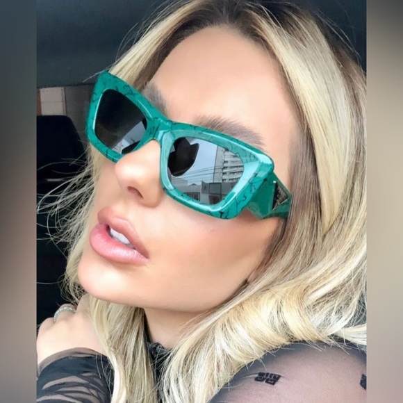 Prada Accessories - New- Prada PR13ZSF Green Marble  Dark Grey Sunglasses